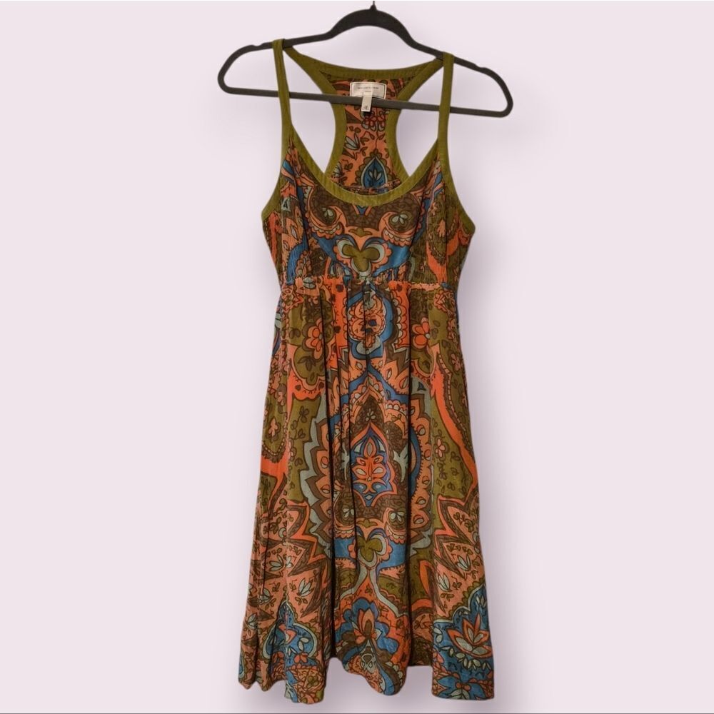 Anthropologie Olive, Rust & Blue Paisley Mini Dress